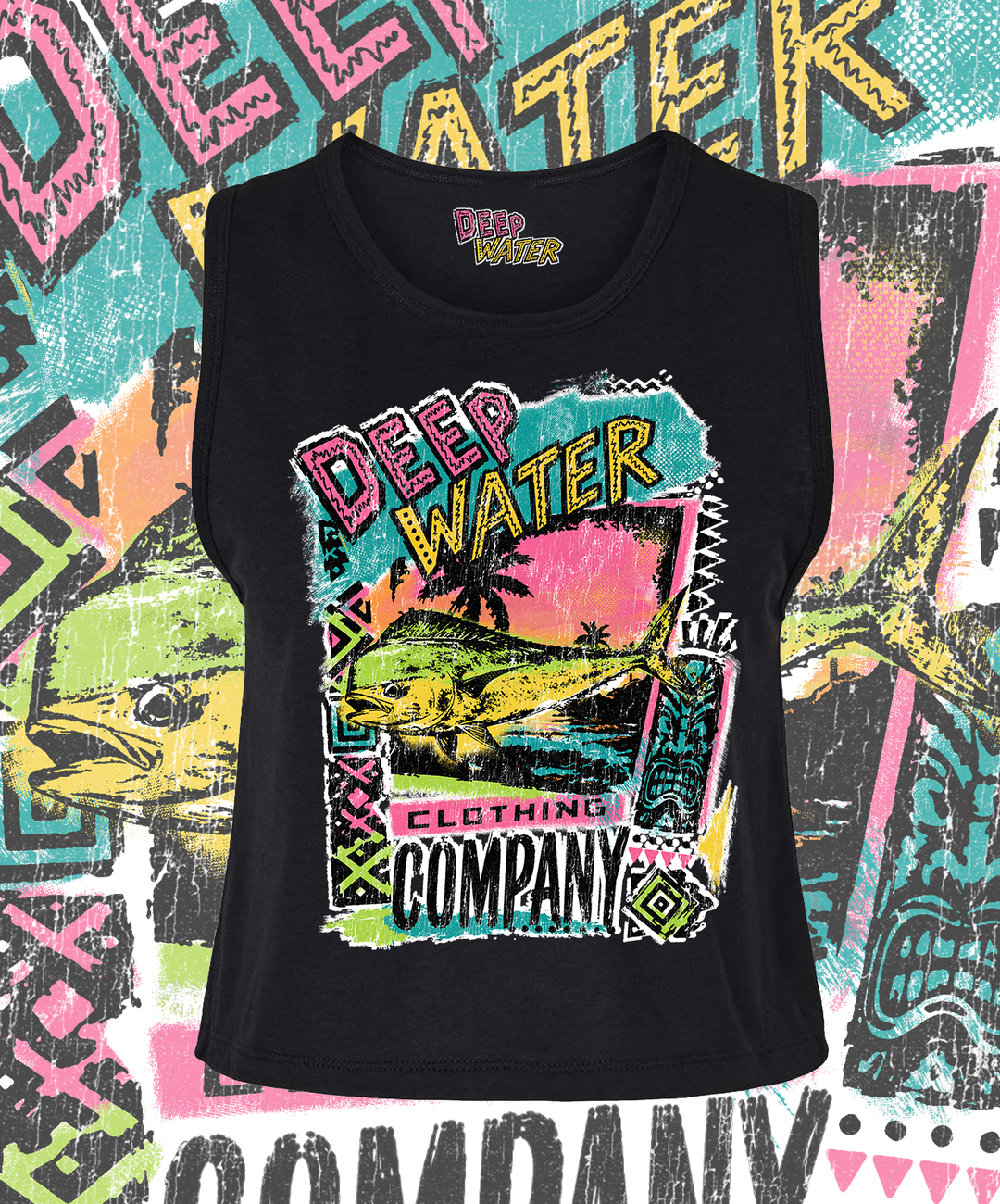 Neon Mahi - Black Crop Tank