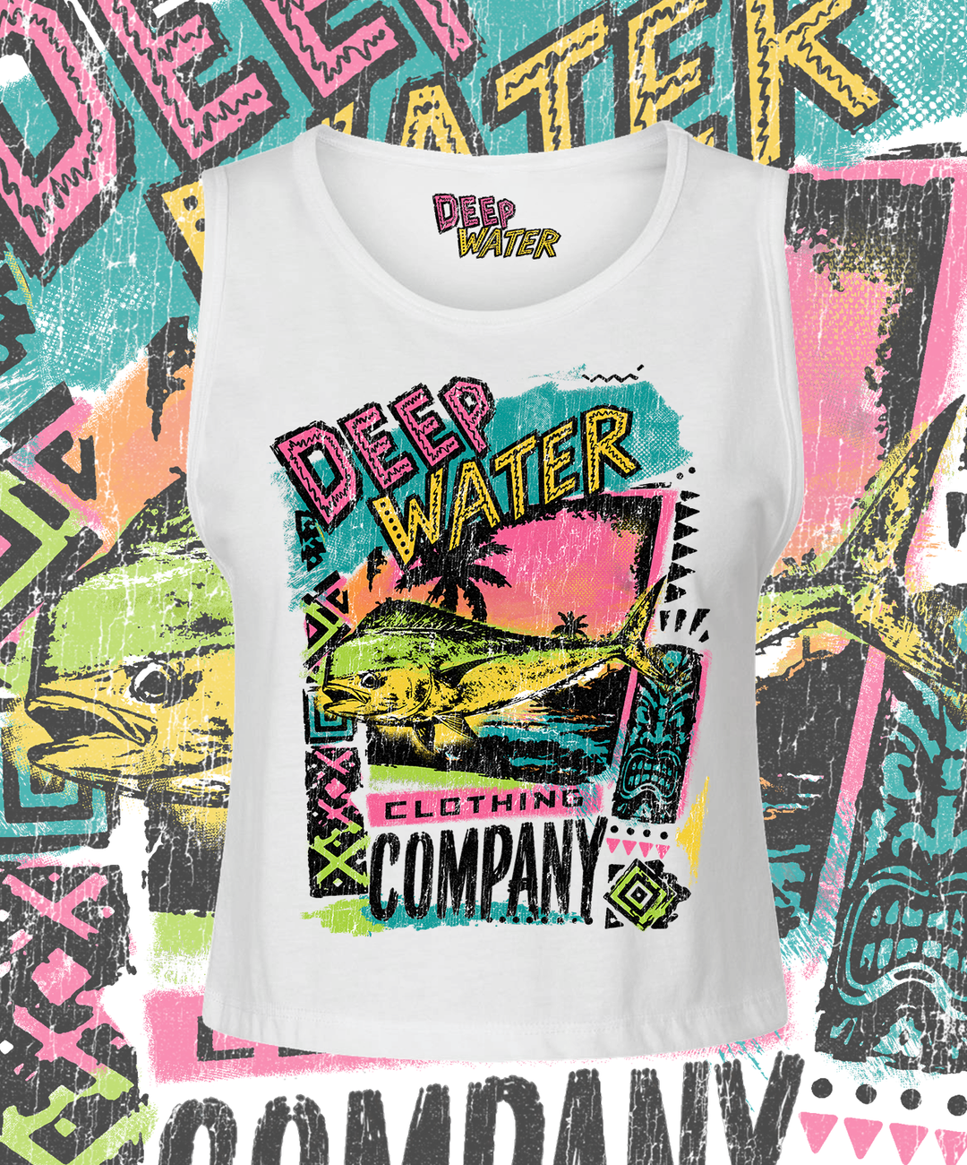 Neon Mahi - White Crop Tee