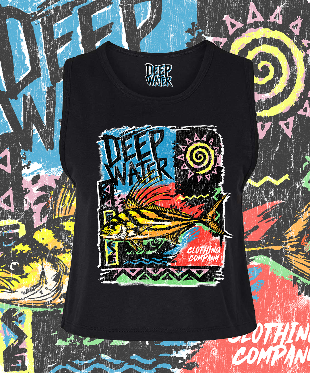 Neon Rooster - Black Crop Tank
