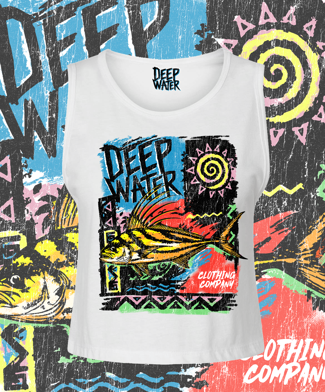 Neon Rooster - White Crop Tank