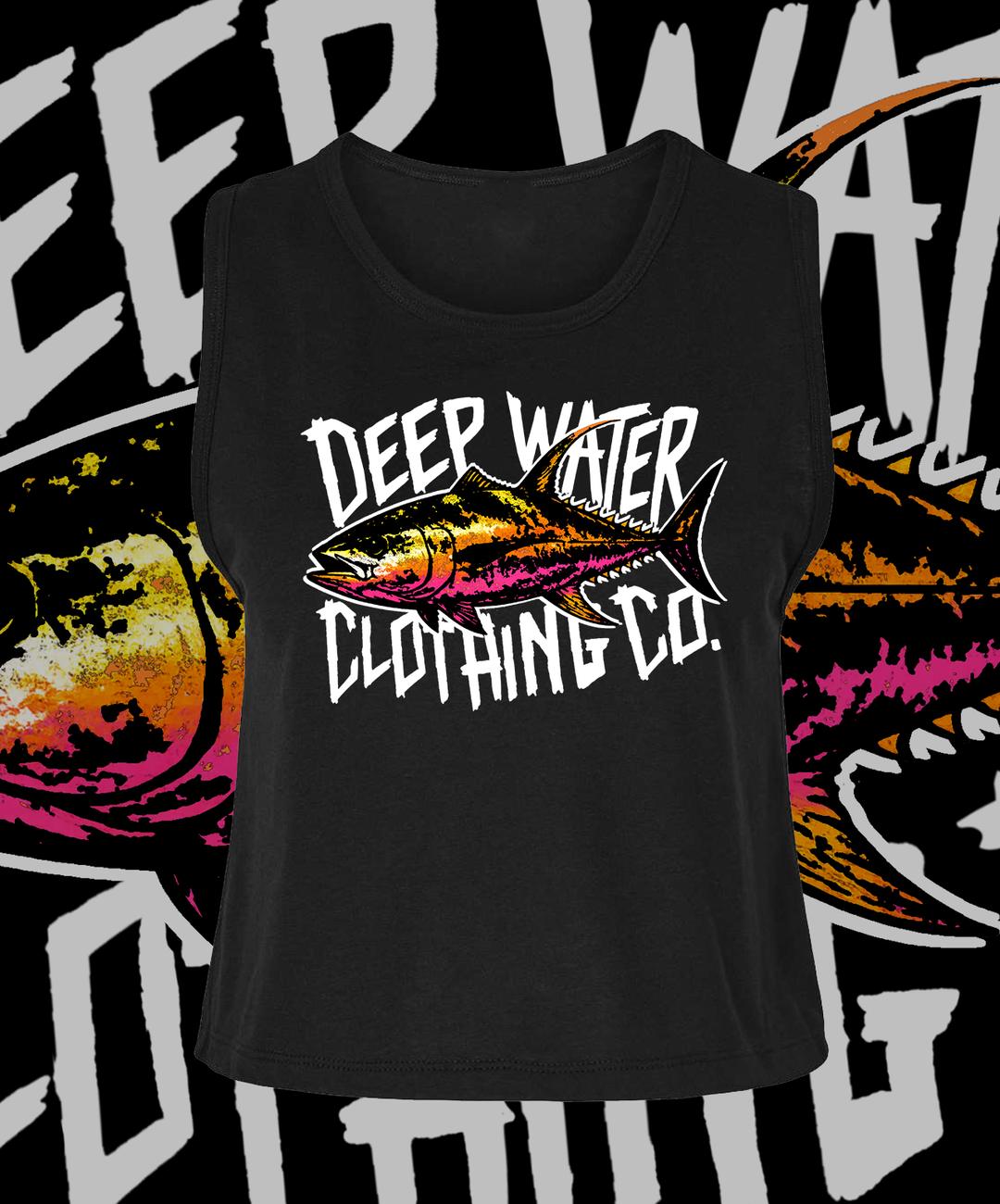 Neon Tuna - Black Crop Tank