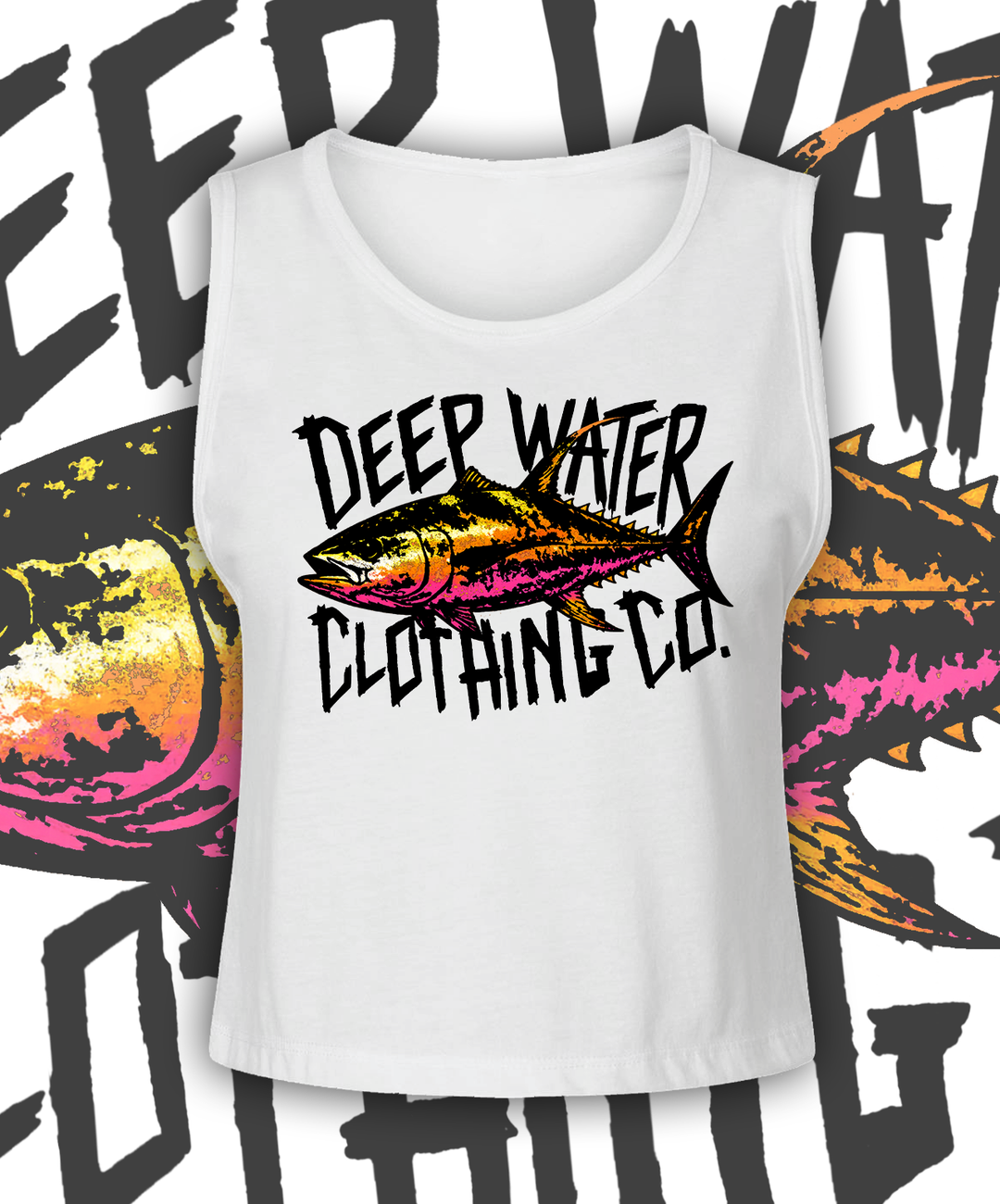 Neon Tuna - White Crop Tank