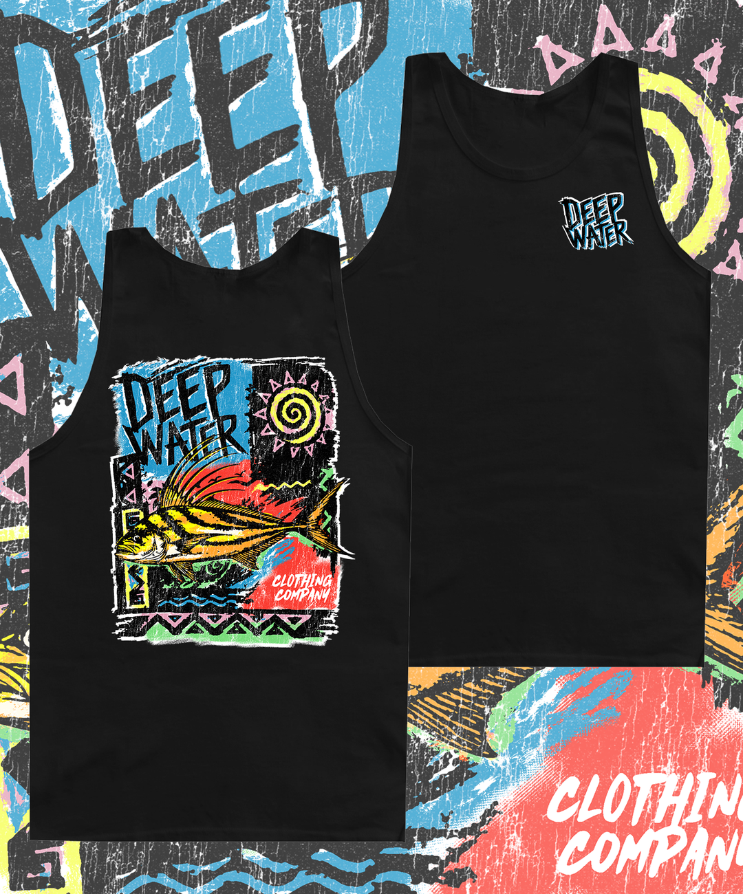 Neon Rooster - Black Tank